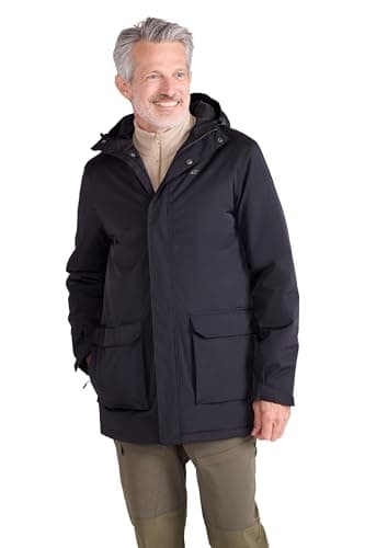 Image of Mountain Warehouse Ranger Mens Padded Parka - Water-Resistant Coat with Adjustable Hood Pockets & Cuffs - Autumn Winter, Outdoors, Travelling & Hiking Black L