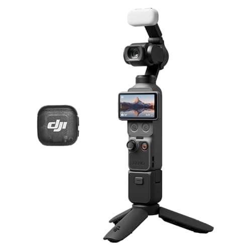 Image of DJI Osmo Pocket 4 Creator Combo, Pocket Gimbal Vlog Camera, 1″ CMOS & 4K/240fps, 3‑Axis Stabilization, 2× Lossless Zoom, 107GB Built-in Storage, Mic 3 Transmitter, Fill Light, Osmo Mini Tripod