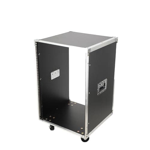 Image of Lfhelper 16 U Audio Cabinet for Equipment Storage, Holds up to 440 lbs, Microphone Server Rack Shelf with Open Frame Rack Design, Versatile for Mixers, Amplifiers, and Network Devices