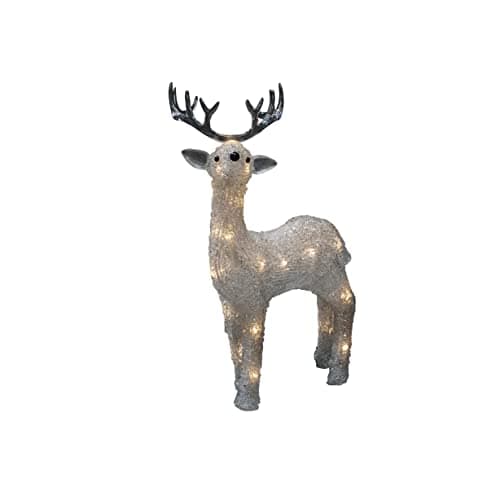 Image of Konstsmide LED Christmas Outdoor Figure Reindeer/Outdoor Christmas Lights (IP44) or Indoor Use/Battery Operated: 4xAA 1.5V (excl.) / 6h Timer / 24 Warm White LED Lights/Transparent Cable
