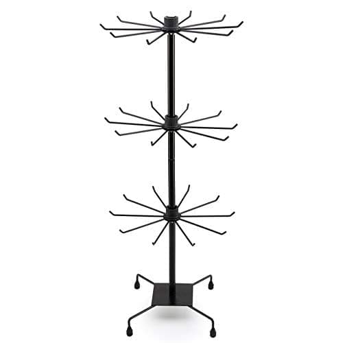 Image of CellDeal Rotating Display Stand-3 Tier Rotating Necklace Holder -Jewelry Display-30 Hooks Jewelry-Tree Display Stand Organizer for Necklaces Black