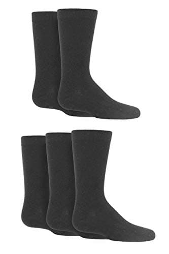 Image of SockShop Boys and Girls 5 Pair Plain Bamboo Socks with Comfort Cuff and Handlinked Toes - Grey 5 Pair 12.5-3.5 (8-12 Years)