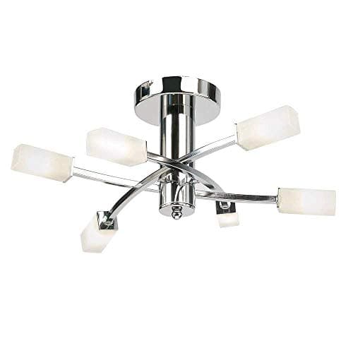 Image of Endon Havana Chrome & Frosted Glass G9 Semi Flush Dimmable 6 Lamp Ceiling Light