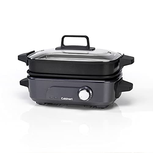 Image of Cuisinart Cook In 5 in 1 Multi Cooker, Grill, Sear, Steam, Simmer and Slow Cooker, Non-Stick, Interchangeable plates and pans, Stackable, easy storing, Energy efficient, Midnight Grey