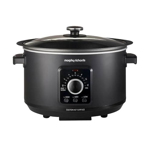 Image of Morphy Richards 3.5L Easy Time Slow Cooker, Automatic Heat Settings, Keep Warm Mode, Hob Proof, Countdown Indicator, Dishwasher Safe Pot, Matte Black, 460021