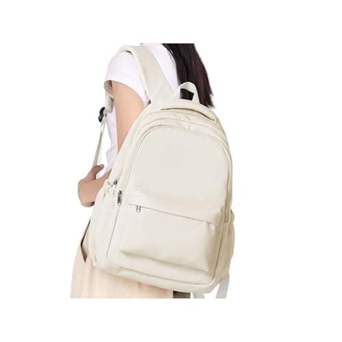 Image of HYC00 School Backpack for Teenagers Womens Lightweight School Bag for Girls Boys College Backpack Women Men Water Resistant 14 Inch Laptop Rucksack Anti Theft Casual Travel Work Bags Pack Back,Beige