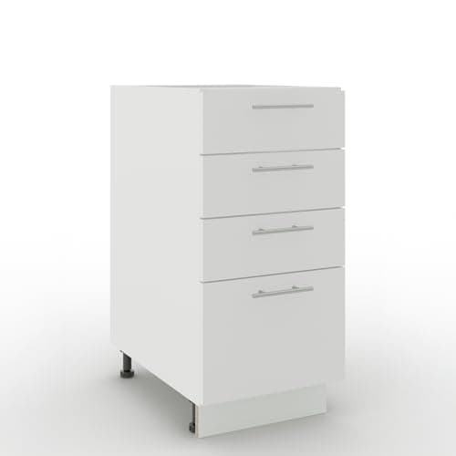 Image of JD Greta Adjustable Kitchen Drawer Base Unit - 400mm - Drawer Cabinet with Fronts (No Worktop) - White Matt