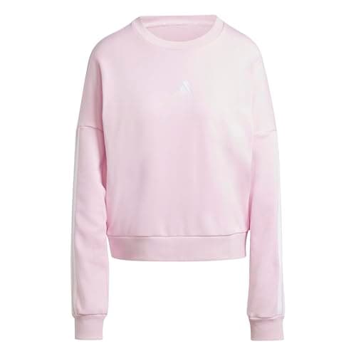 Image of adidas Women's ESSENTIALS 3-STRIPES FRENCH TERRY SWEATSHIRT, clear pink/white, M