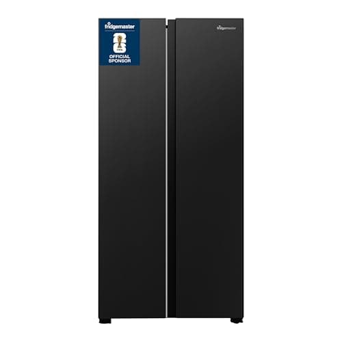 Image of Fridgemaster MS83430EB Freestanding Slim American Side by side Door Fridge Freezer 441L, Total No Frost, Inverter compressor, Black, 83.2x178.0cm, Energy Rating E