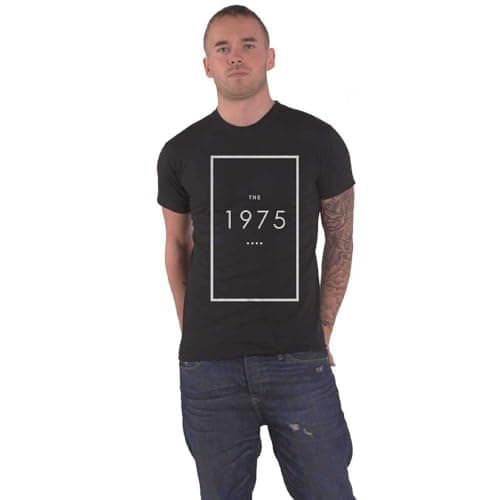 Image of The 1975 T Shirt Original Band Logo Outline Official Mens Black S