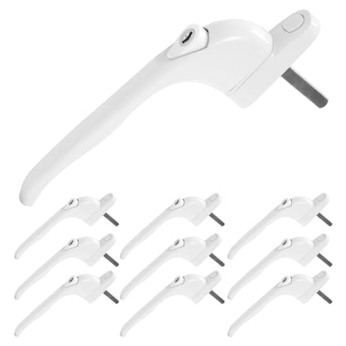 Image of M.J COMFY-LIFE 10 Pack Universal Espag Window Handles - White 41mm Lockable Window Handles with Keys | Fits UPVC, Aluminum & Double Glazed Windows | Durable Zinc Alloy Construction