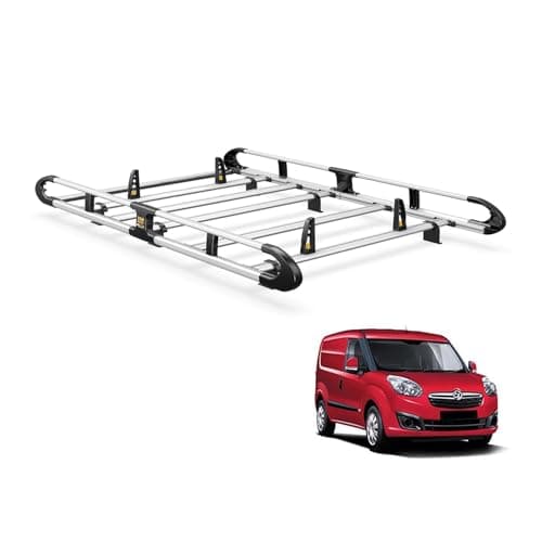 Image of Van Guard ULTI Rack+ Aluminium Bar Van Roof Rack for Vauxhall Combo (2012-2018) [L1H1 Models] - Includes Full-Width Rear Roller and 2 Pairs Load Stops