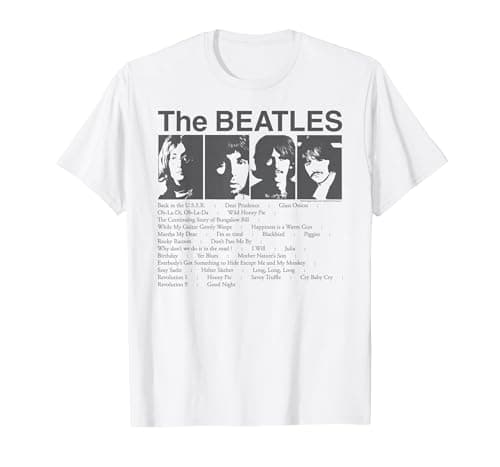 Image of The Beatles - Song List T-Shirt, Men, White, Medium