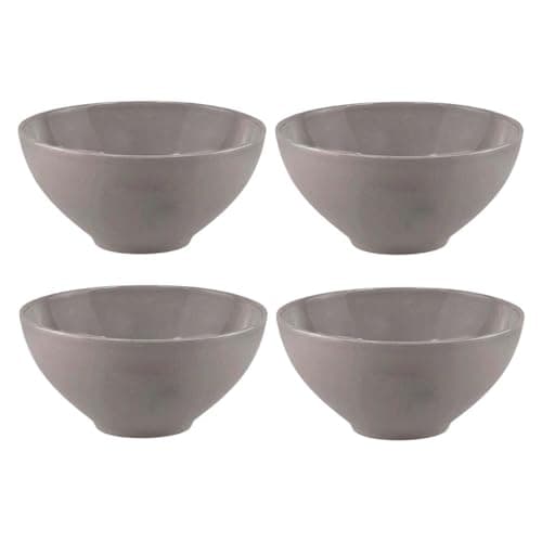 Image of UNIQUE HOME LIVING Stoneware Bowl Set of 4, Serving Bowls for Soup, Pasta, Cereal, Salad, Desserts, Rice, Noodle, 500ml Mixing Bowl, Fruit Bowls, Dishwasher and Microwave Safe, Dinnerware, Grey