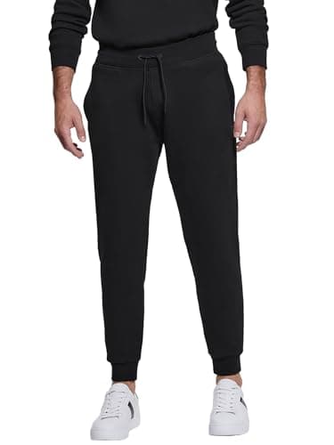 Image of Guess Men's Eco Aldwin Logo Pants, Jet Black A996, Medium