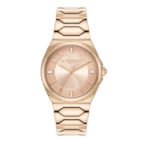 Image of Olivia Burton Three Hand Quartz Movement Watch for Women Lustre Collection with Rose Gold Colored Stainless Steel Bracelet - 24000202