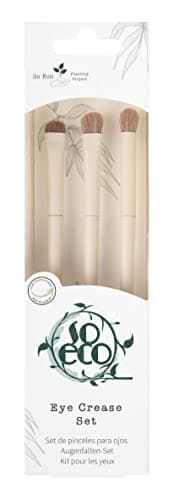 Image of So Eco Eye Crease Set - Vegan & Cruelty-Free 3-Piece Eyeshaddow Brush Kit for Crease Blending & Precision Application, Soft Synthetic Bristles, Birchwood Handles
