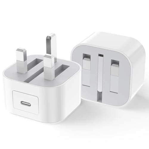 Image of 2 Pack USB C Plug Fast Charge【MFI Certified】20W Folding USB-C adapter for i Phone 17 16/15/14/13/12/11/X,iPad, AirPods Pro, Type C-Adapter Fast USB c Charger UK Adapter