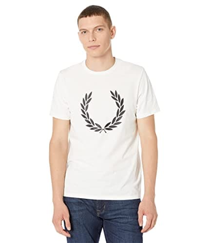 Image of Fred Perry Mens Laurel Wreath T Shirt M4725 100% Cotton Snow White Size Medium