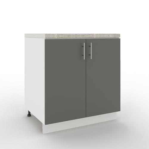 Image of JD Greta Adjustable Kitchen Base Unit - 800mm - Base Cabinet with Doors & Worktop - Grey Matt