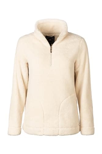Image of Rydale Ladies Overhead Plush Fleece Jumper Wonem's Quarter Zip Teddy Sweatshirt Fleeces (UK, Numeric, 12, Regular, Regular, Cream)