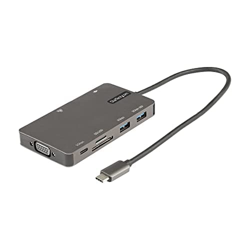 Image of StarTech.com USB C Multiport Adapter - HDMI 4K 30Hz or VGA Travel Dock - 5Gbps USB 3.0 Hub (USB A/USB C Ports) - 100W Power Delivery - SD/Micro SD - GbE - 30cm Cable - USB C Mini Dock (DKT30CHVSDPD)
