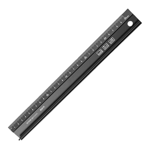 Image of Metal Ruler for Cutting, 30cm Black Aluminum Safety Ruler with Straight Edge, Long Metal Rulers for Precision Measuring and Drafting, For Artists and Engineers