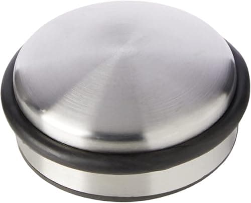 Image of Select Hardware Door Weight, 1.2kg Heavy-Duty Door Stop with Bumper Rubber Buffer Ring, Satin Nickel Doorstop, 10cm