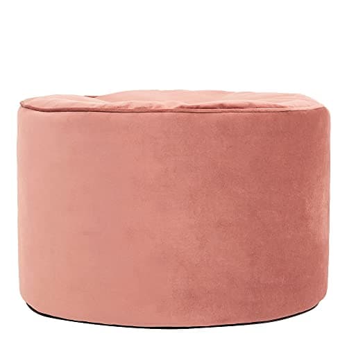 Image of icon Milano Velvet Bean Bag Pouffe, Dusk Pink, Large Pouffe Footstool with Filling Included, Footrest, Bedroom, Living Room, Living Room Furniture
