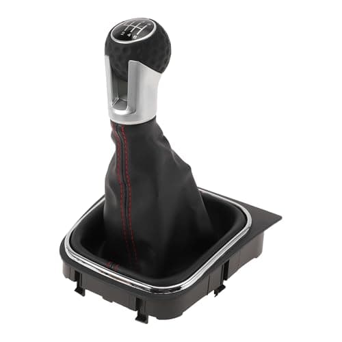 Image of HOPESPANNER 6 Speed Manual Gear Shifter Knob with Cover for VW Golf 5 MK5 GTI GTD R32 2004-2009 Plastic Faux Leather Gearbox Stick Shifter Lever Knob Black Red