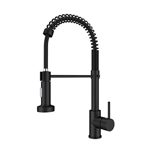 Image of Onyzpily Black Kitchen Tap Sink Mixer tap with Solid Brass Commercial Single Handle Single Hole Pull Down Swivel Sprayer Mixer Tap Cold and hot Fittings UK Standard