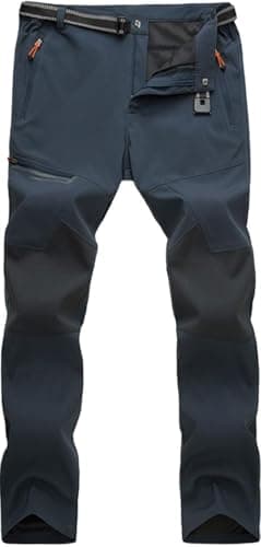 Image of TACVASEN Waterproof Trousers Mens Quick Dry Softshell Hiking Work Trousers Breathable Walking Pants for Outdoor Dark Grey,34