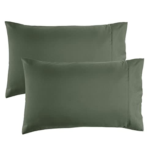 Image of Bedsure Pillow Cases 2 Pack - Brushed Microfiber Pillowcases with Envelope Closure,50x75 cm Pillow Covers for Hair and Skin, Pillowcase Standard Size Set of 2, Gifts for Women, Olive Green