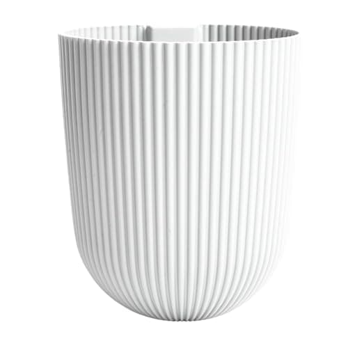 Image of B2C Wall-Mounted Flower Pot – Modern Ridged Design, Plastic, Indoor & Outdoor Planter, 2.1L, Compact Vertical Garden Pot (White)