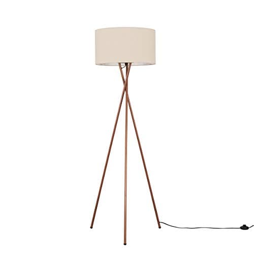 Image of MiniSun | Modern Copper Effect Metal Tripod Floor Lamp with a Beige Shade | Floor Lamps & Torchieres, Home Décor, Improvement & Lifestyle Essential