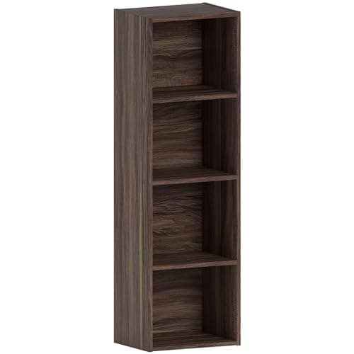 Image of Vida Designs Oxford 4 Tier Cube Bookcase, Walnut Wooden Shelving Display Storage Unit Office Living Room Furniture