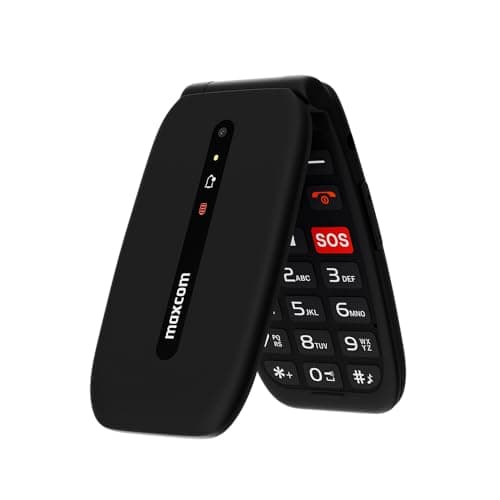 Image of Maxcom MM828 - Mobile Flip Phone - 4G VoLTE - Easy to Read 2.4" Screen - SOS Button - Long Battery Life - Dual SIM - Unlocked and SIM Free - Black