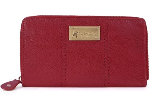 Image of Catwalk Collection Handbags - Ladies Medium Leather Purse - Women's Wallet with 8 Card Slots & Coin Pocket - RFID Protection - Gallery - Red