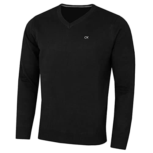 Image of Calvin Klein Mens V-Neck Sweater - Black - XXXXL