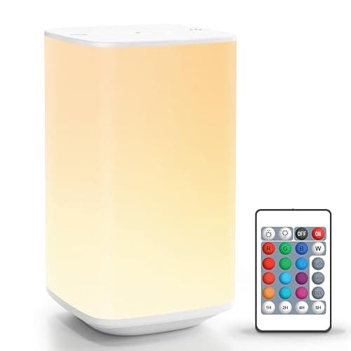 Image of Auxmir Night Light, 4000mAh Rechargeable LED Table Lamp, Touch Bedside Lamp with RGB Colors, Dimmable Brightness, Remote Control, Portable Light for Children, Kids, Bedroom, Living Room, Camping