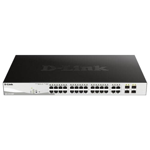 Image of D-Link DGS-1210-28MP 28-Port Gigabit Smart Managed PoE Switch, 4 x Gigabit GbE/SFP Combo Ports, Enhanced L2 Switching and Security Features, L2+ Static Routing, 370 W PoE Budget, Black