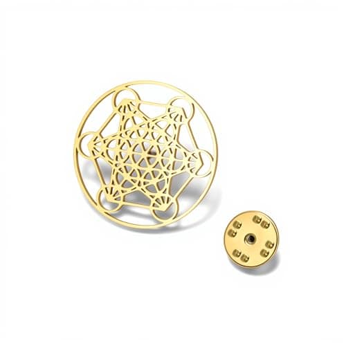 Image of Amaxer Metatrons Cube Brooch Pin Star of David Archangel Metatron Protection Statement Backpack Badge Hat Bag Decoration Accessories (Gold)
