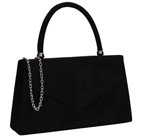 Image of SwankySwans Kendall Faux Suede Envelope Womens Party Prom Wedding Clutch Bag Black