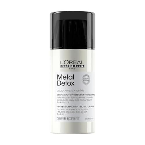 Image of L'Oréal Professionnel Metal Detox Anti-Metal High Protection Cream, Leave-In Treatment for Damaged Hair, Hydrates, Helps Preserve Colour, Serie Expert, 100 ml, 2.0 grams, 100.0 milliliters, Pack of 1