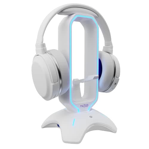 Image of Tilted Nation RGB Headset Stand - 3 in 1 Gaming Headphone Stand for Desk with Mouse Bungee and 2 Port USB 3.0 Hub Charger - The Ultimate Gaming Accessory and Gift for Gamer - RGB Headset Holder