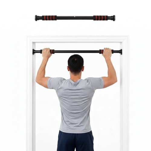 Image of Pull Up Bar for Doorway – Adjustable Chin Up Bar for Home Gym Strength Training – Foam Grip Door Exercise Bar for Upper Body & Core Workouts (Black)