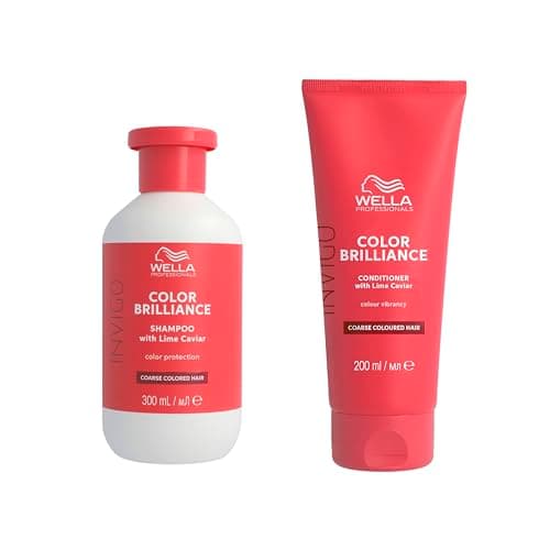 Image of Wellas Professionals Colour Protection & Vibrancy Professional Hair Care Duo of Coarse Hair, Invigo Color Brilliance Shampoo 300ml & Conditioner 200ml Bundle