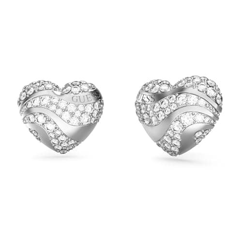 Image of Guess JUBE04504JWRHT-U Women's Heart Earrings Silver, Crystal