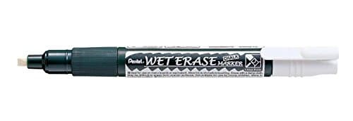 Image of Pentel White Wet Erase Chalk Marker Pens Metal Glass Plastic Stone Blackboard Chalkboard 4mm Chisel Nib With 1.5mm - 4mm Line Width SMW26-WO (Pack Of 1)