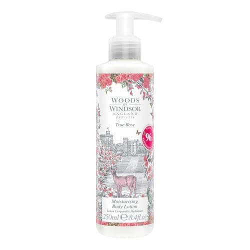 Image of Woods of Windsor Body Lotion, Floral Body Moisturiser for Women with Notes of Violet Leaf and Rose Otto, Fast Absorbing Body Cream to Help Soften and Moisturise Skin, True Rose Scent 250ml